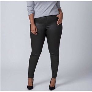 Lane Bryant Black Coated Skinny Stretchy Pants Plus Size 28
